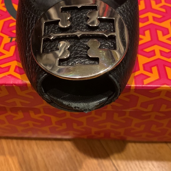 Tory Burch open toe logo wedges